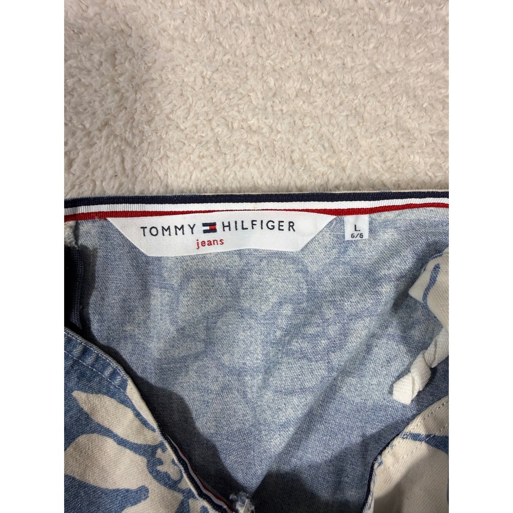 Tommy Hilfiger Floral Denim Set Women 10 Blue Vintage 90s Y2K Hibiscus Pant - Picture 15 of 16